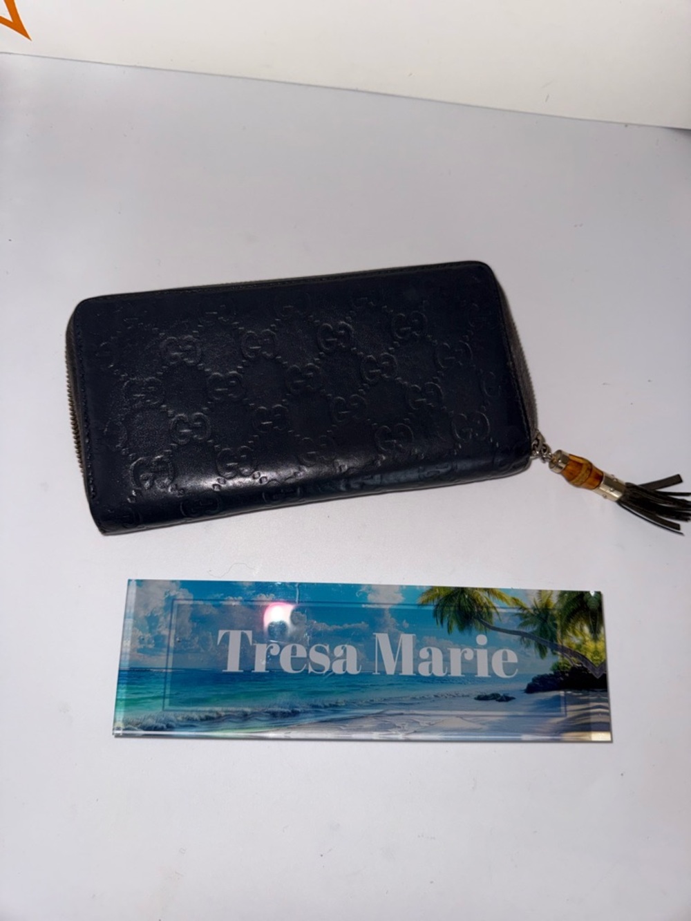 Gucci Guccissima Pebbled Leather Zip Wallet in Taupe